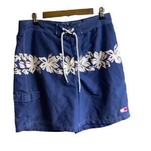 Tommy Hilfiger Board Shorts Swim Trunks Men Sz Large Tropical Floral 250791‎